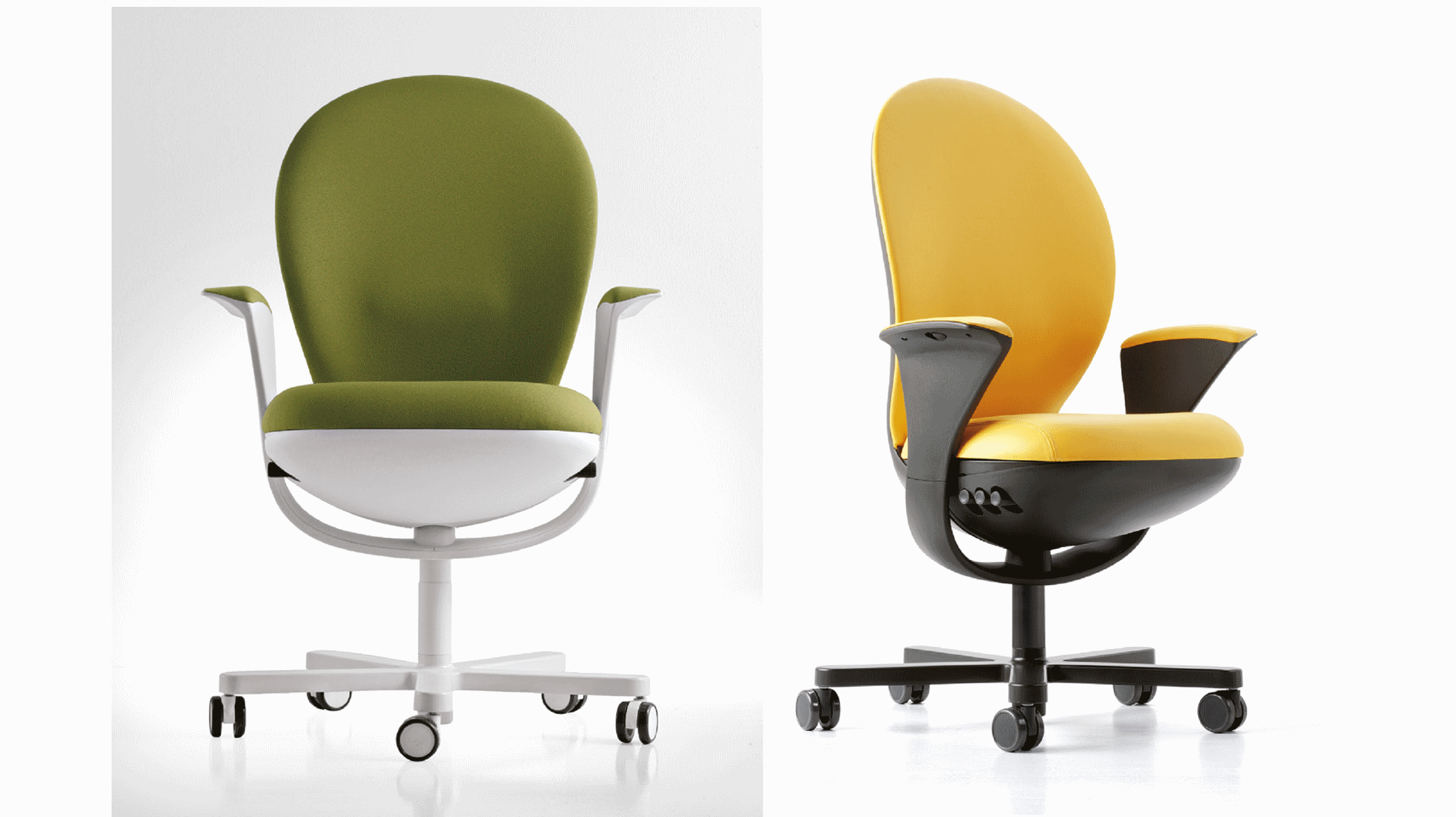 seduta direzionale luxy serie bea ergonomica girevole ufficio braccioli schienale verde gialla