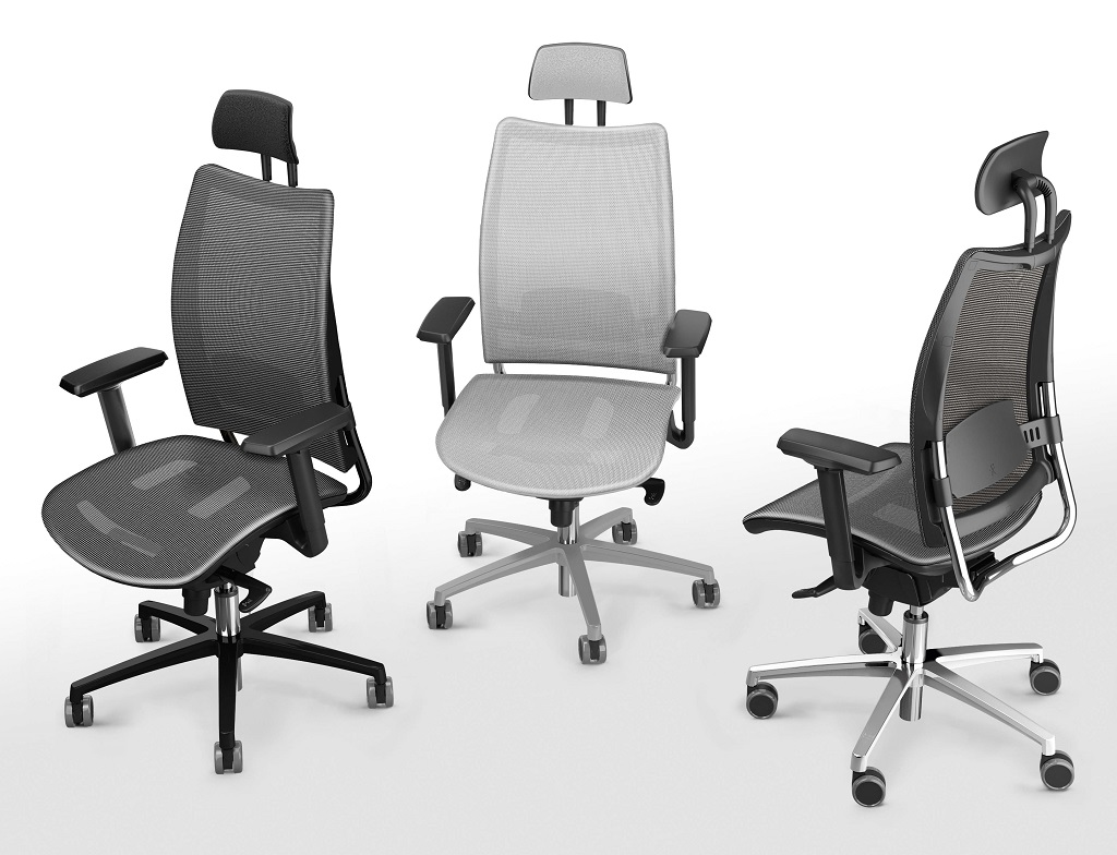 sedute operative luxy serie overtime ergonomica girevole ufficio braccioli schienale regolabile nera tessuti colore nero bianco design